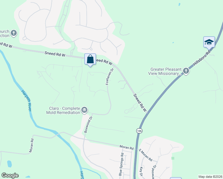map of restaurants, bars, coffee shops, grocery stores, and more near 2320 Foxhaven Drive in Franklin