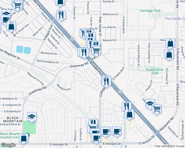 map of restaurants, bars, coffee shops, grocery stores, and more near 901 South Boulder Highway in Henderson