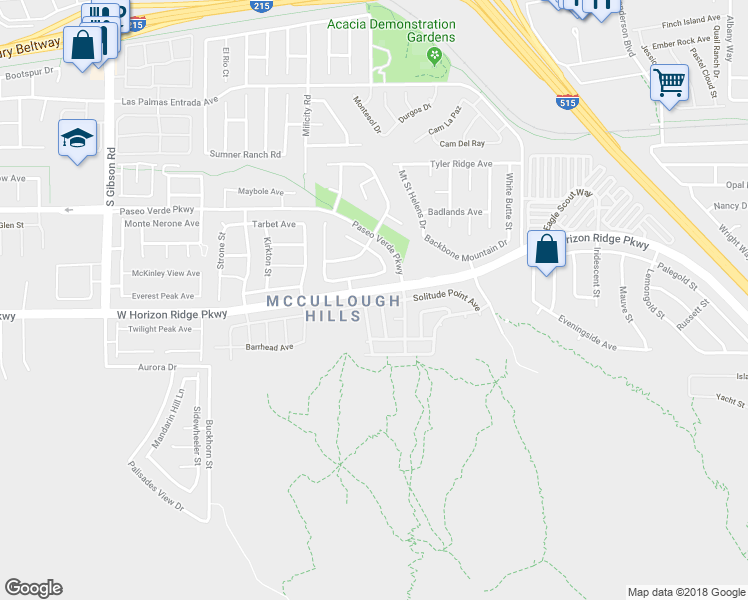 map of restaurants, bars, coffee shops, grocery stores, and more near 722 Solitude Point Avenue in Henderson