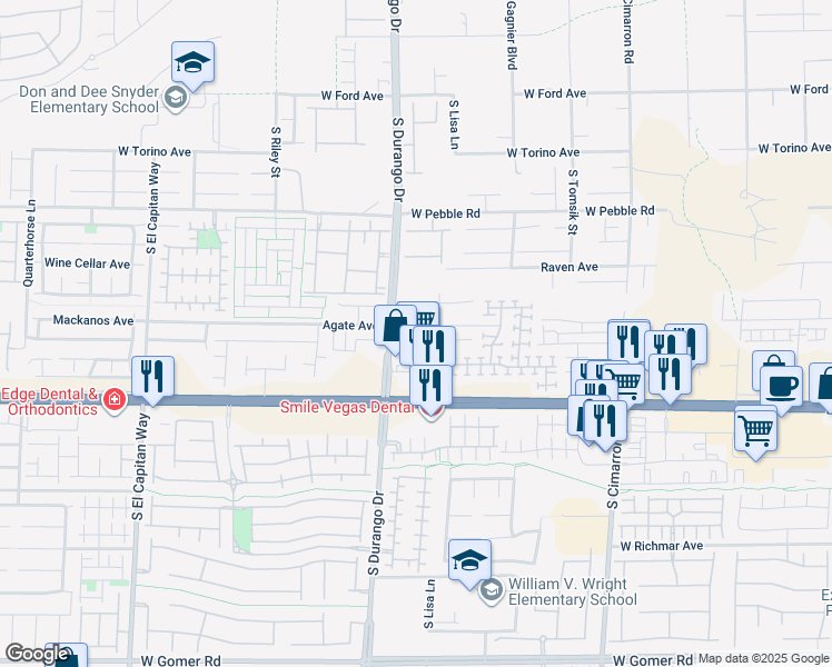 map of restaurants, bars, coffee shops, grocery stores, and more near 8498 Alberta Falls Avenue in Las Vegas