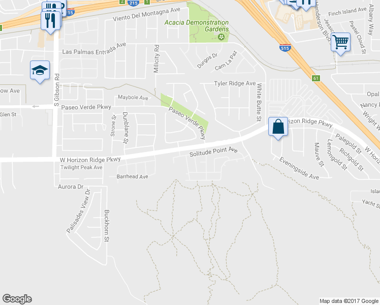 map of restaurants, bars, coffee shops, grocery stores, and more near 722 Solitude Point Avenue in Henderson