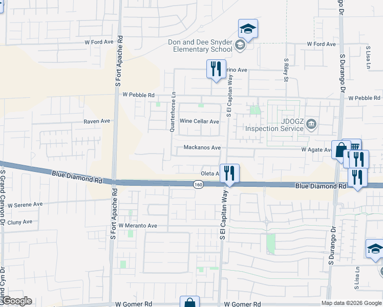 map of restaurants, bars, coffee shops, grocery stores, and more near 9128 Westchester Hill Avenue in Las Vegas