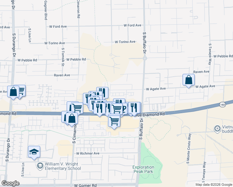 map of restaurants, bars, coffee shops, grocery stores, and more near 9245 South Miller Lane in Las Vegas