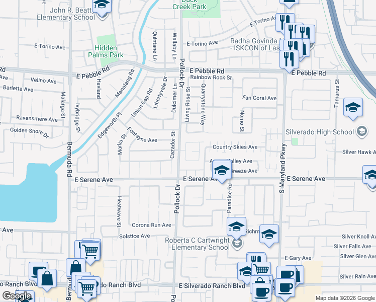 map of restaurants, bars, coffee shops, grocery stores, and more near 9198 S Sleeping Tree St in Las Vegas