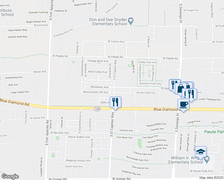 map of restaurants, bars, coffee shops, grocery stores, and more near 9110 Whatley Street in Las Vegas