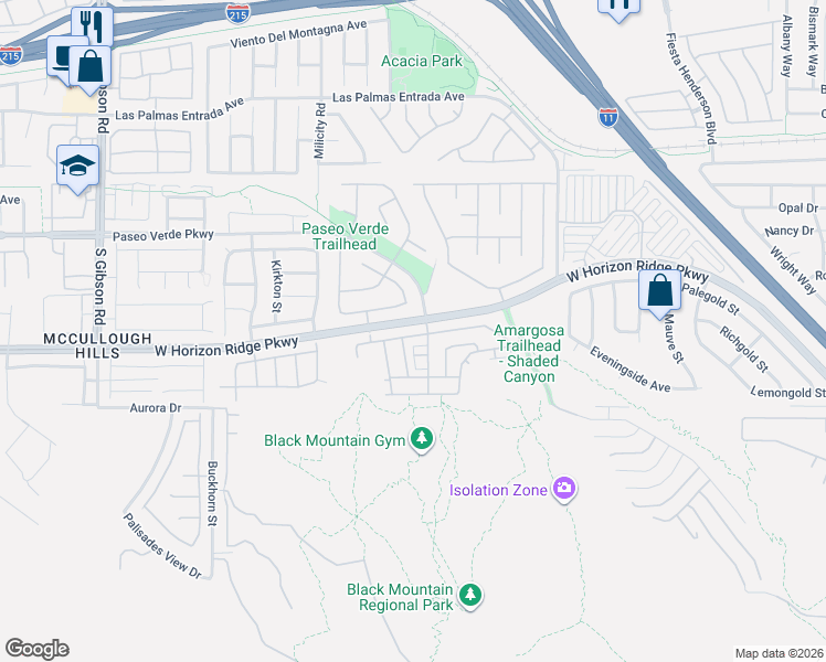 map of restaurants, bars, coffee shops, grocery stores, and more near 708 Solitude Point Avenue in Henderson