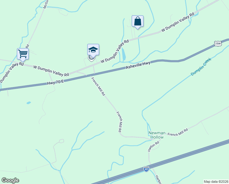 map of restaurants, bars, coffee shops, grocery stores, and more near 946 French Mill Road in Dandridge