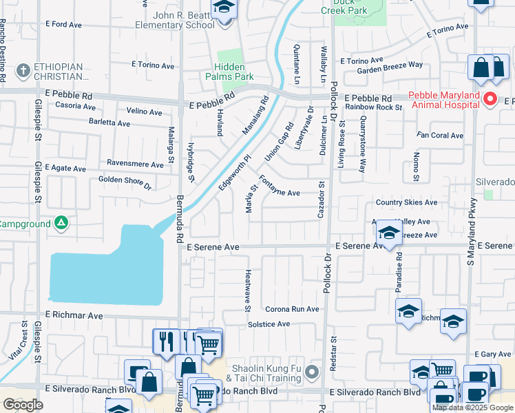 map of restaurants, bars, coffee shops, grocery stores, and more near 9197 Cantana Street in Las Vegas