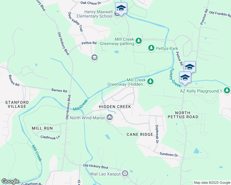 map of restaurants, bars, coffee shops, grocery stores, and more near 3461 Chandler Cove Way in Nashville