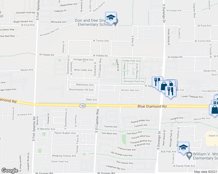 map of restaurants, bars, coffee shops, grocery stores, and more near 8933 West Agate Avenue in Las Vegas