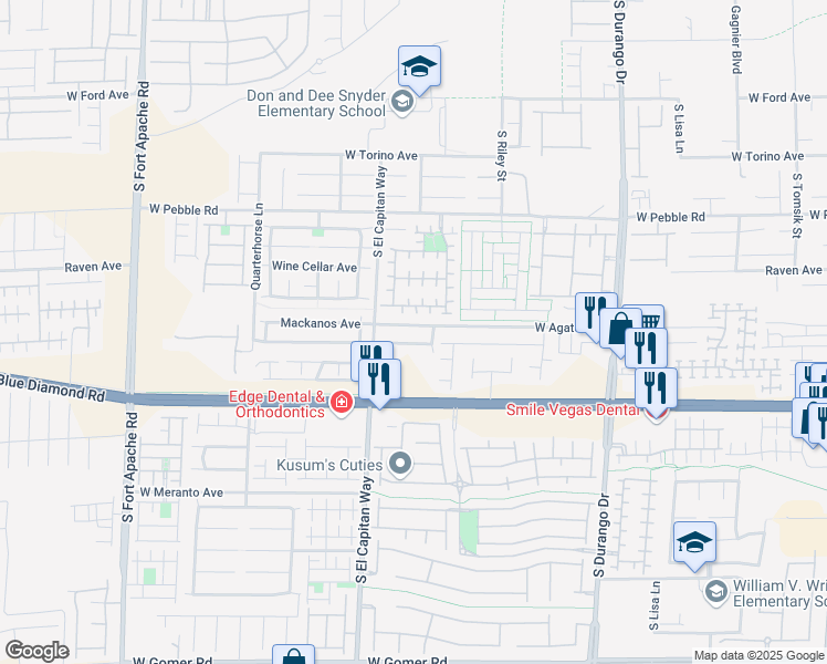 map of restaurants, bars, coffee shops, grocery stores, and more near 8933 West Agate Avenue in Las Vegas