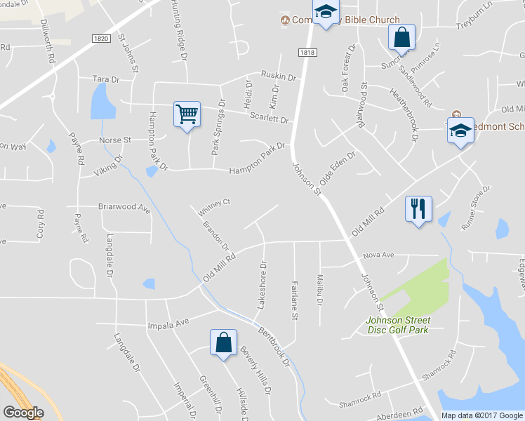 map of restaurants, bars, coffee shops, grocery stores, and more near 405 Traceway Road in High Point