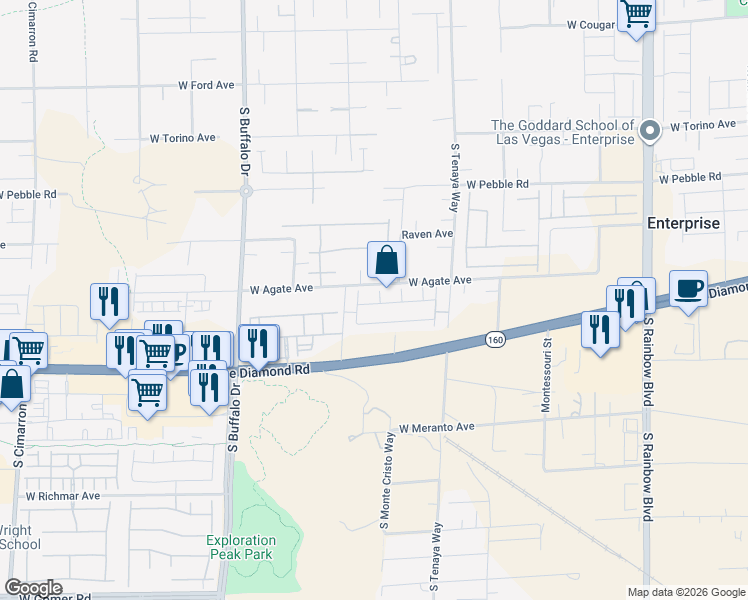 map of restaurants, bars, coffee shops, grocery stores, and more near 9125 Deer Grove Court in Las Vegas