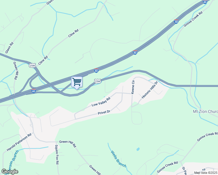 map of restaurants, bars, coffee shops, grocery stores, and more near 901-999 Ellison Lane in Dandridge