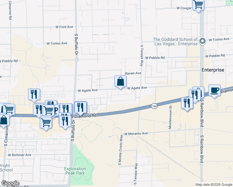 map of restaurants, bars, coffee shops, grocery stores, and more near 9125 Deer Grove Court in Las Vegas