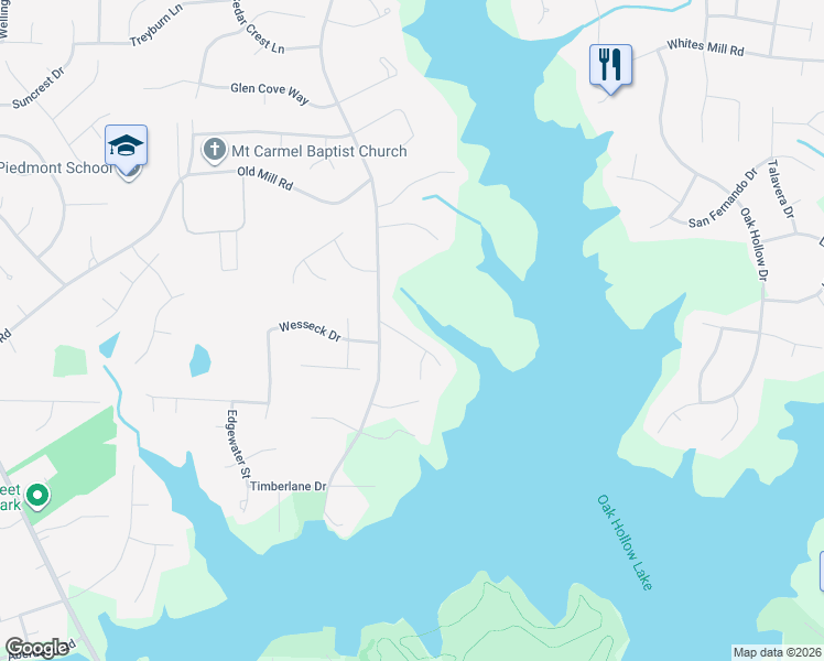 map of restaurants, bars, coffee shops, grocery stores, and more near 2509 Burch Point in High Point
