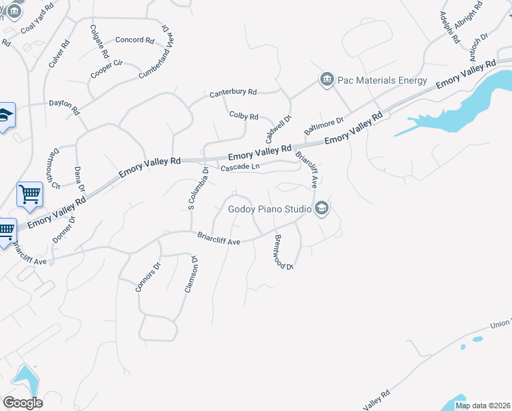 map of restaurants, bars, coffee shops, grocery stores, and more near 110 Capital Circle in Oak Ridge