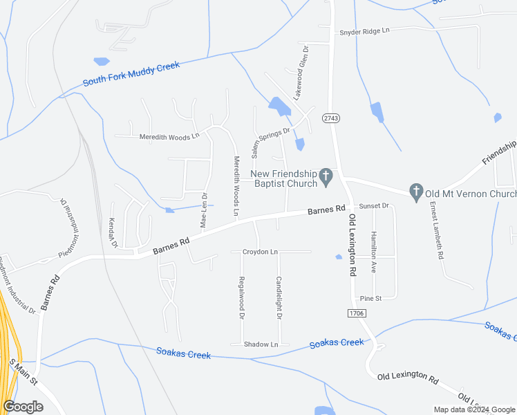 map of restaurants, bars, coffee shops, grocery stores, and more near 531 Barnes Road in Winston-Salem