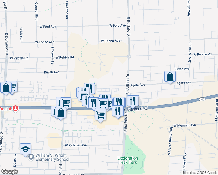 map of restaurants, bars, coffee shops, grocery stores, and more near 9245 South Miller Lane in Las Vegas