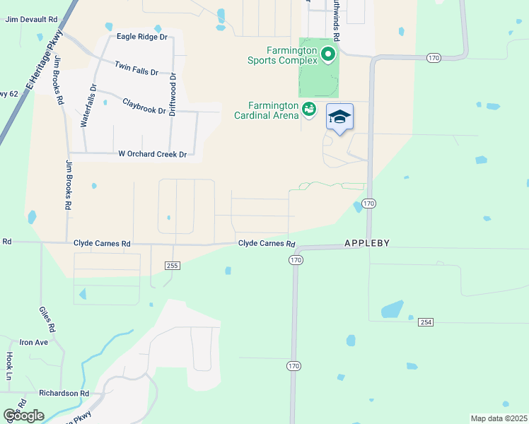 map of restaurants, bars, coffee shops, grocery stores, and more near 11663 County Road 255 in Farmington