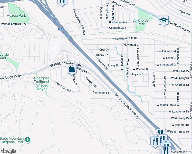 map of restaurants, bars, coffee shops, grocery stores, and more near 432 Palegold Street in Henderson