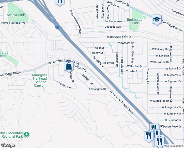 map of restaurants, bars, coffee shops, grocery stores, and more near 432 Palegold Street in Henderson