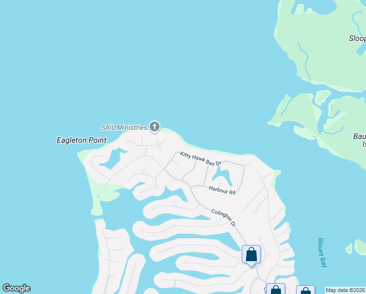 map of restaurants, bars, coffee shops, grocery stores, and more near 227 Kitty Hawk Bay Drive in Kill Devil Hills