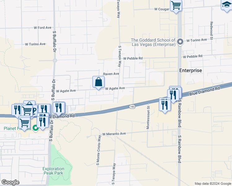 map of restaurants, bars, coffee shops, grocery stores, and more near 9126 Reinberg Street in Las Vegas