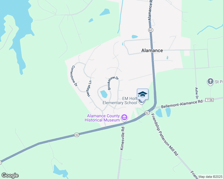 map of restaurants, bars, coffee shops, grocery stores, and more near 3412 Brookstone Drive in Burlington