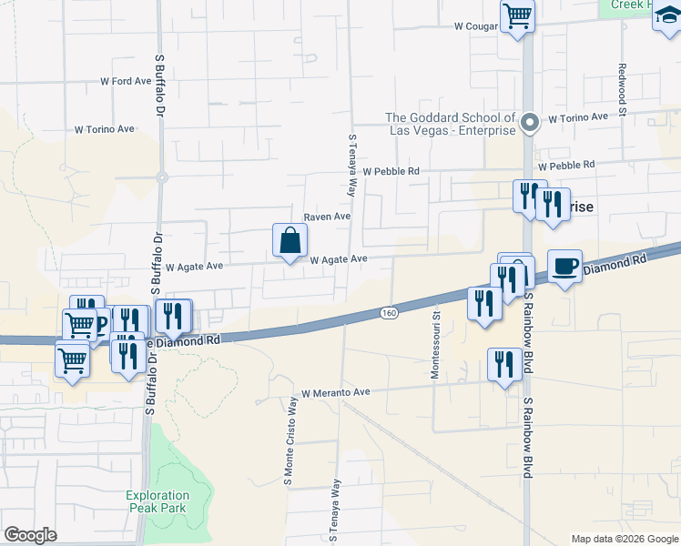 map of restaurants, bars, coffee shops, grocery stores, and more near 9136 Reinberg Street in Las Vegas