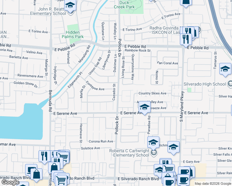map of restaurants, bars, coffee shops, grocery stores, and more near 779 Homewillow Avenue in Las Vegas
