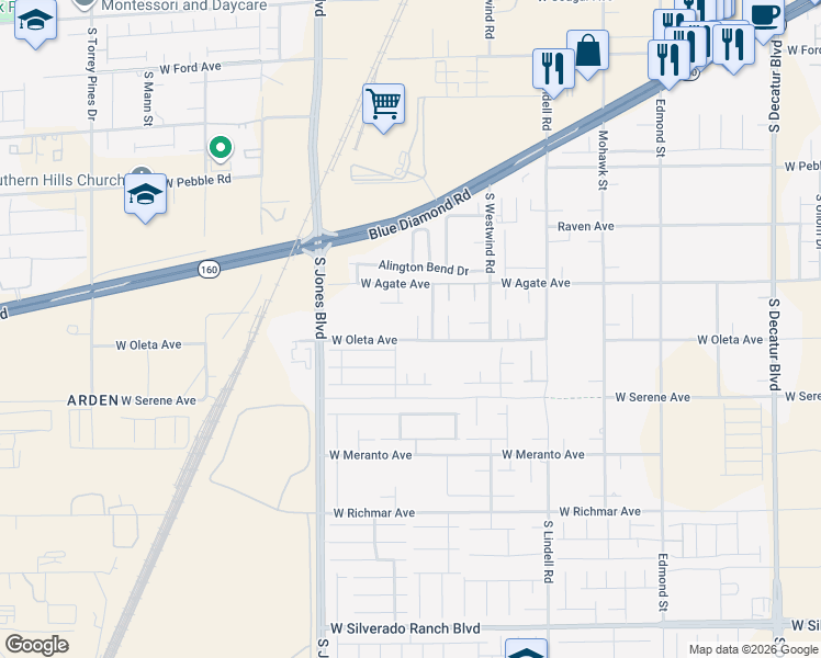 map of restaurants, bars, coffee shops, grocery stores, and more near 9206 Midnight Cellars Street in Las Vegas
