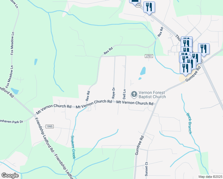 map of restaurants, bars, coffee shops, grocery stores, and more near 191 Raye Drive in Winston-Salem