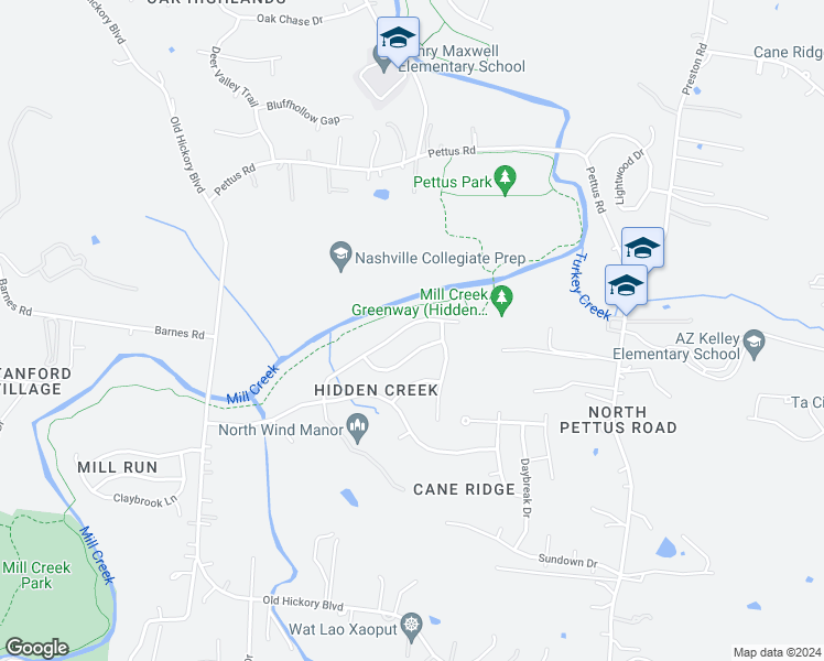 map of restaurants, bars, coffee shops, grocery stores, and more near 3468 Chandler Cove Way in Nashville