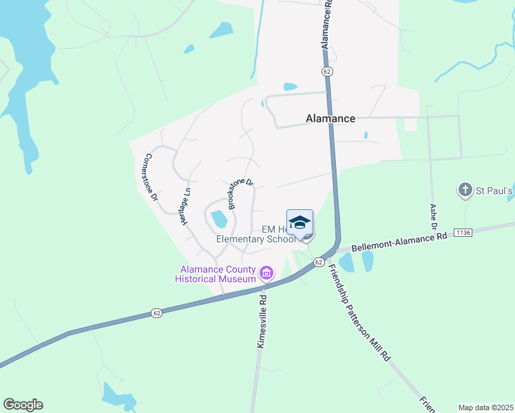 map of restaurants, bars, coffee shops, grocery stores, and more near 3205 Brookstone Drive in Burlington