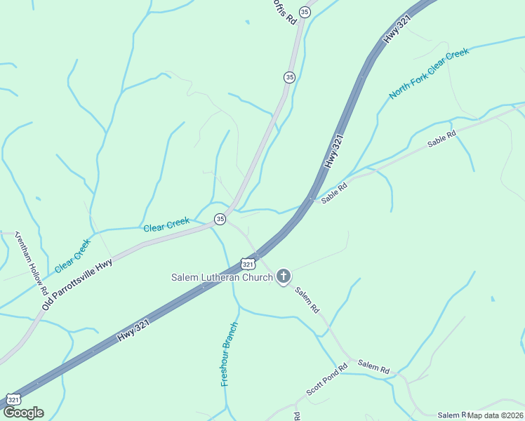 map of restaurants, bars, coffee shops, grocery stores, and more near 2904 Salem Road in Parrottsville