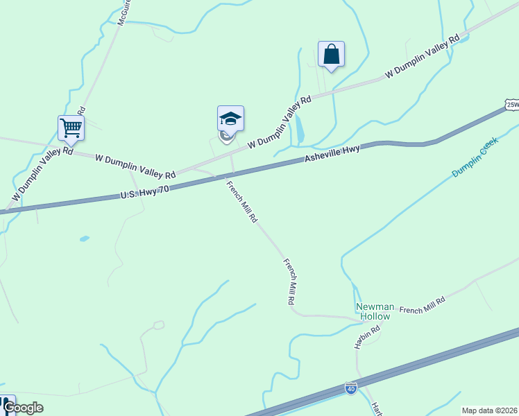 map of restaurants, bars, coffee shops, grocery stores, and more near 946 French Mill Road in Dandridge