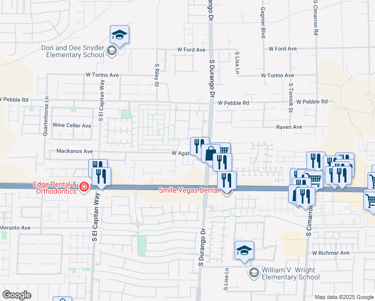 map of restaurants, bars, coffee shops, grocery stores, and more near 8680 West Agate Avenue in Las Vegas