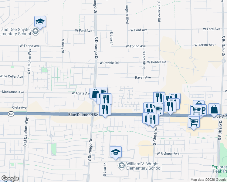 map of restaurants, bars, coffee shops, grocery stores, and more near 8484 West Agate Avenue in Las Vegas