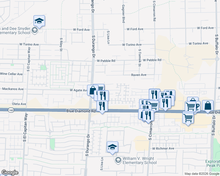map of restaurants, bars, coffee shops, grocery stores, and more near 8484 West Agate Avenue in Las Vegas