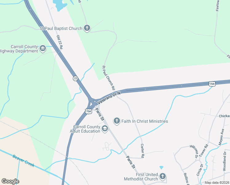 map of restaurants, bars, coffee shops, grocery stores, and more near 2304-2362 Veterans Drive North in Huntingdon