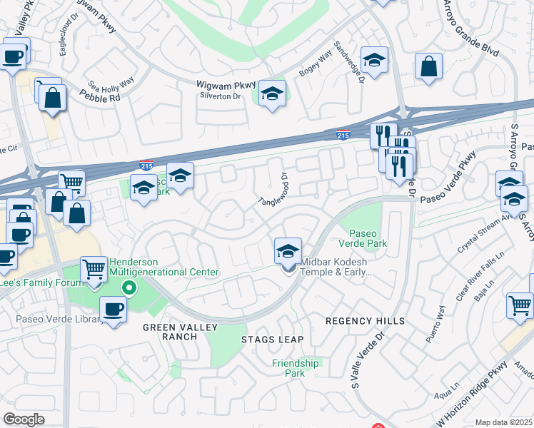 map of restaurants, bars, coffee shops, grocery stores, and more near 1948 Flagstone Ranch Lane in Henderson