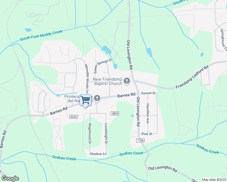 map of restaurants, bars, coffee shops, grocery stores, and more near 559 Barnes Road in Winston-Salem