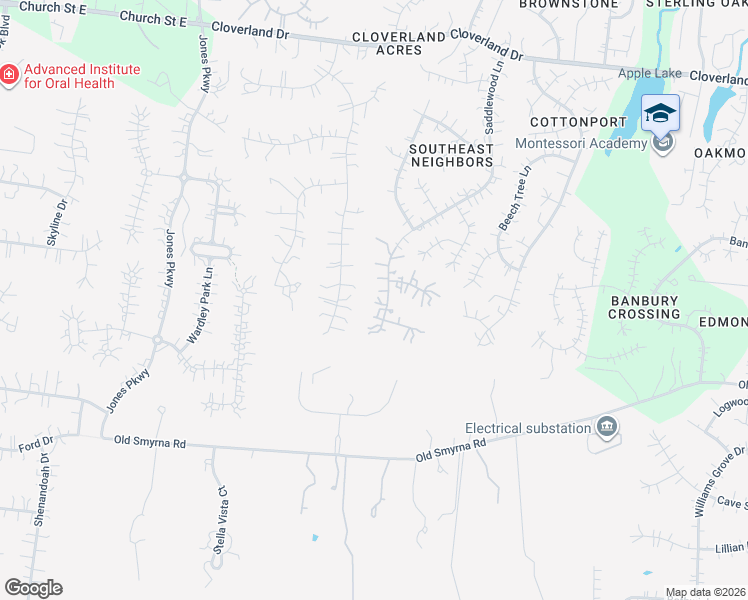 map of restaurants, bars, coffee shops, grocery stores, and more near 5613 Saddlewood Lane in Brentwood