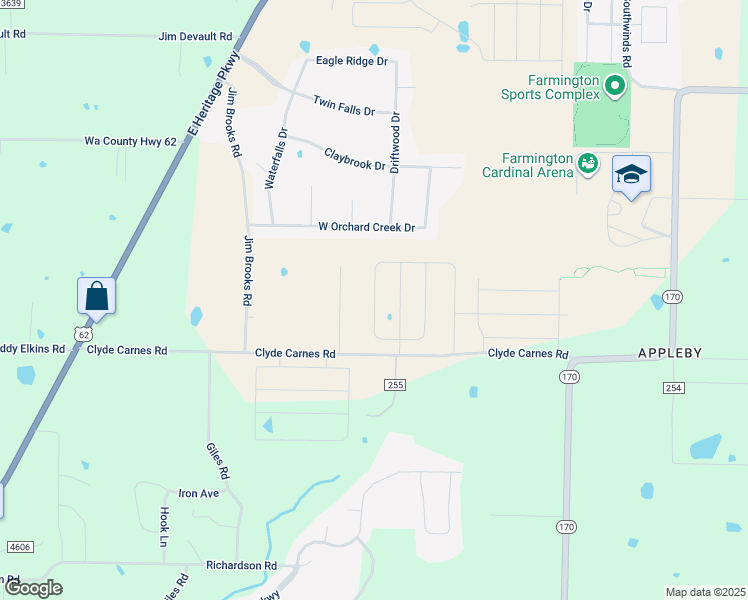 map of restaurants, bars, coffee shops, grocery stores, and more near 11828 Clyde Carnes Road in Farmington