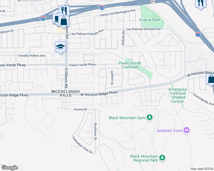 map of restaurants, bars, coffee shops, grocery stores, and more near 176 Dunblane Street in Henderson