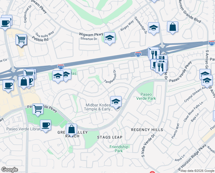 map of restaurants, bars, coffee shops, grocery stores, and more near 1948 Flagstone Ranch Lane in Henderson