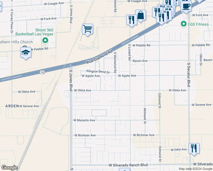 map of restaurants, bars, coffee shops, grocery stores, and more near in Las Vegas