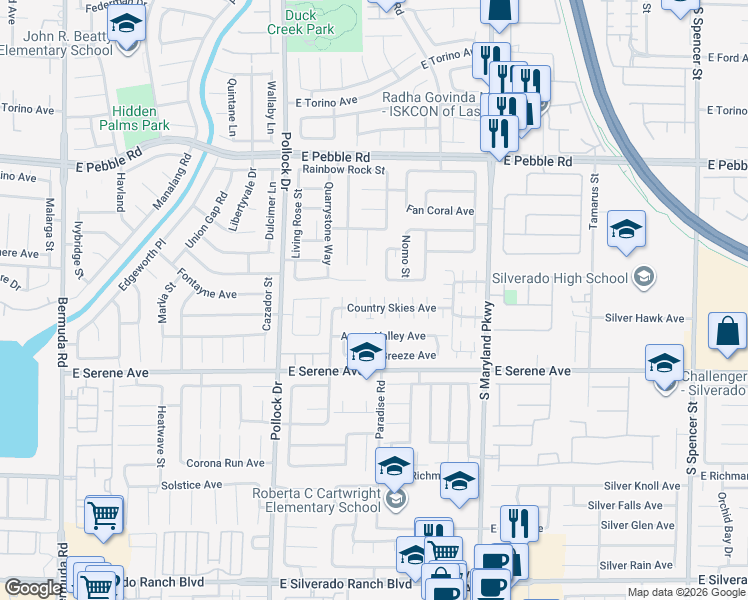 map of restaurants, bars, coffee shops, grocery stores, and more near 984 Country Skies Avenue in Las Vegas