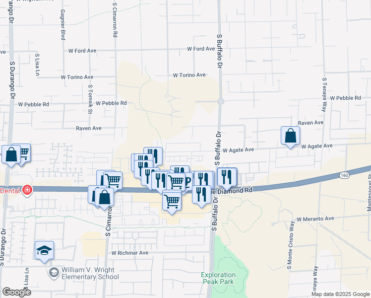 map of restaurants, bars, coffee shops, grocery stores, and more near 9245 South Miller Lane in Las Vegas